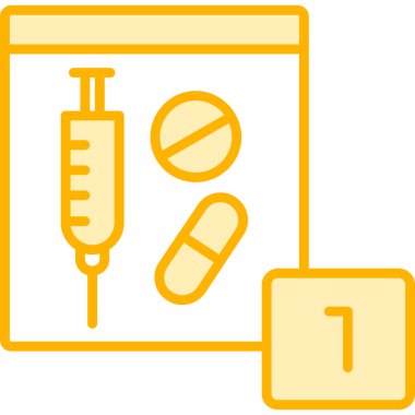 Tıbbi bir ikona sahip bir şırınganın vektör çizimi. tıp konsepti.