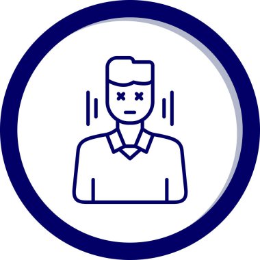 Baş ağrısı ikonu olan bir adam. İnce çizgi tasarımı. vektör illüstrasyonu.