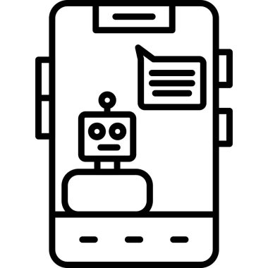 Akıllı telefon ikonu olan robot. Web için yapay zeka vektör simgesinin özet çizimi