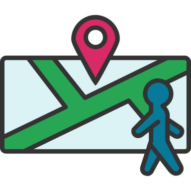 Güzergâh sembolü çizimi olan harita işaretleyici