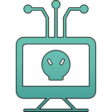 Merkezde bir robotun vektör simgesi