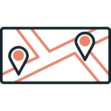 harita simgesi vektör illüstrasyonu