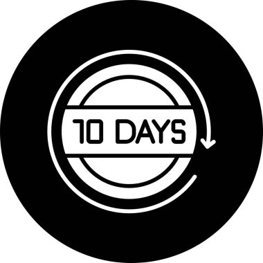 10 günlük siyah pul, vektör illüstrasyonu.