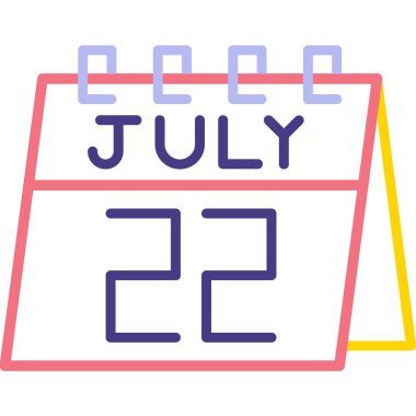 Temmuz vektör illüstrasyonlu takvim