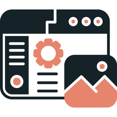 Web geliştirme düz simgesi, vektör çizim