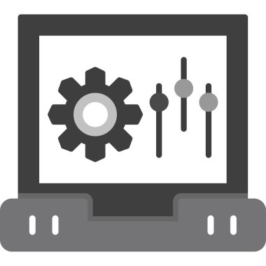 bilgisayar ve dişli simgesi, vektör illüstrasyonu