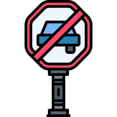 Yol durdurma simgesi renk ana hatları vektörü