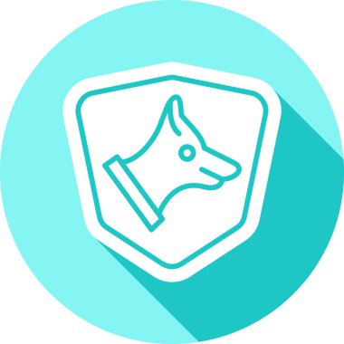 Yeşil arka planda izole edilmiş kemik simgesi olan mavi çizgi köpeği. Evcil hayvan yemek sembolü. vektör illüstrasyonu