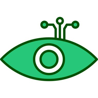 Mikroçip ikonlu göz. devre devre vektör simgesinin dış hat gözü düz izole edilmiş