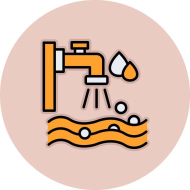 Musluk ikonu. Web için su musluğu vektör simgelerinin özet çizimi