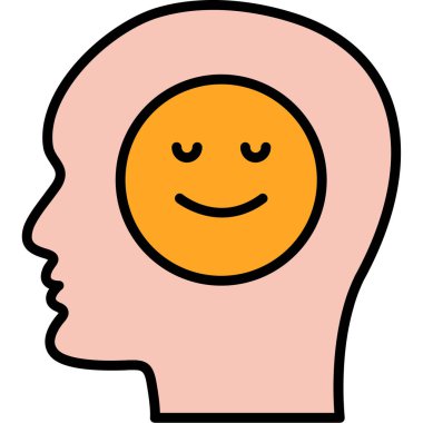 Beyin ikonu olan bir kafa. Beyin vektör rengi izole edilmiş insan kafası ana hatları