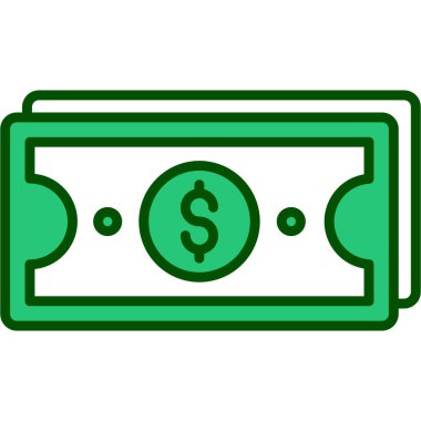 Dolar banknotu düz ikon vektör çizimi