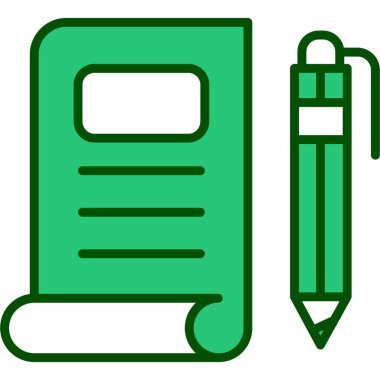 kalem ve kağıt simgesi, vektör illüstrasyonu