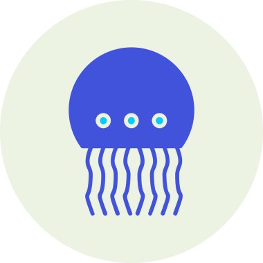 deniz hayvanı denizanası simgesi düz stil