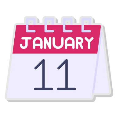 Beyaz arkaplanda 12 Ocak takvim simgesi