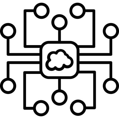 bulut hesaplama vektör çizgisi simgesi
