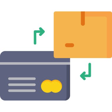 Bozuk paraları ve kredi kartı düz tasarım vektör simgesini içeren cüzdan