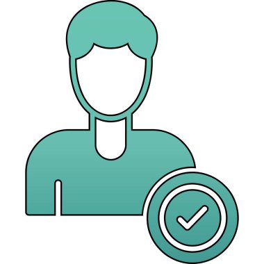 Kene ikonlu bir adam. Mavi vektör illüstrasyonundaki ana hatlı adam. renk izole edilmiş dış çizgi