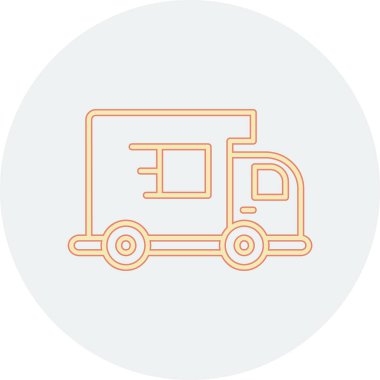 Teslimat minibüsü ince çizgi simgesi. Teslimat sembollü kamyonet beyaza izole edilmiş. Teslimat tarzı tasarım. vektör illüstrasyonu