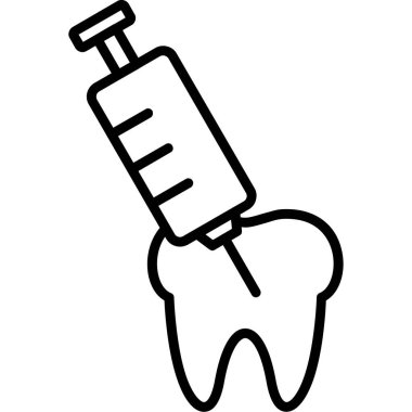 Diş ikonu ana hat vektörü. Dişçi dişi. diş