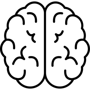 Beyin simgesi, basit vektör çizimi
