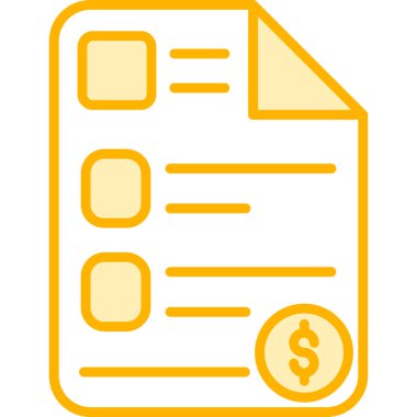 Kontrol listesi vektör simgesi. bicolor düz simge sembolü, sarı ve gri renkler, yuvarlak arkaplan