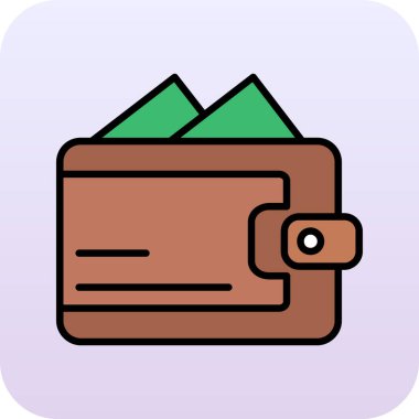 Para simgesi olan cüzdan, basit biçim