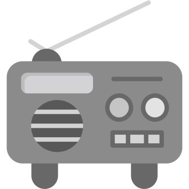 Retro radyo, illüstrasyon, vektör, beyaz arkaplan.