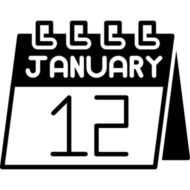 1 Ocak glyph simge tasarımı