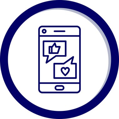 Uygulama için kalp ikonu olan akıllı telefon. düz çizgi