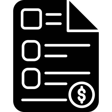 fatura vektör simgesi. biçim düz sembol, siyah renk, yuvarlak açılar, beyaz arkaplan