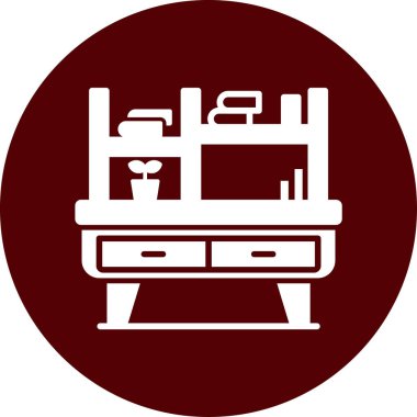 Beyaz arkaplan üzerinde bir vektör illüstrasyonu olan bir masa