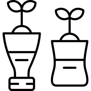 çiçek saksısı simgesi, vektör illüstrasyonu