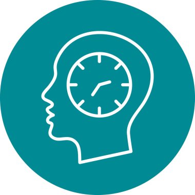 Zaman yönetimi vektör simgesi. biçim çift renkli düz yuvarlak sembol, cyan ve gri renkler, yuvarlak açılar, beyaz arkaplan.