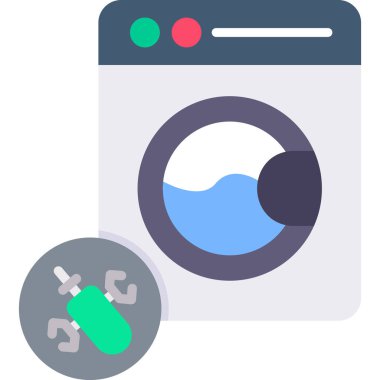 çamaşır makinesi simgesi, vektör illüstrasyonu