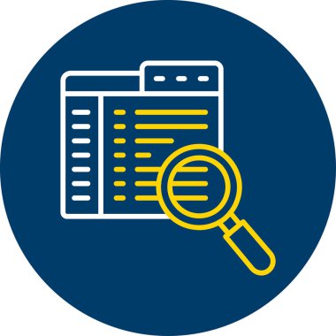 Büyüteç ve belge simgesi, vektör illüstrasyonu