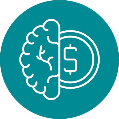 Beyin parası düz yuvarlanmış vektör simgesi