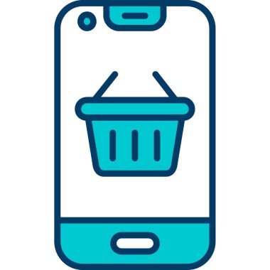 Mobil sepet. Web simgesi basit illüstrasyon