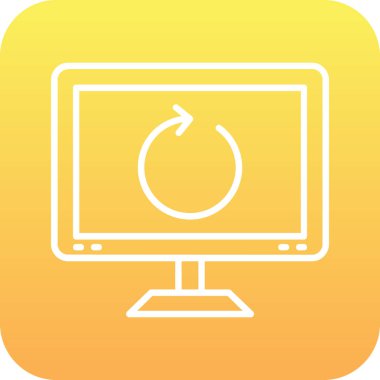 Bilgisayar monitörü simgesi soyut arkaplanda izole edildi