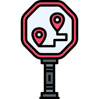 konum simgesi. Çizgi konumu pin vektör rengi düz izole