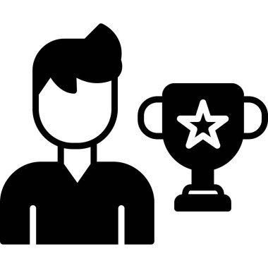 Şampiyon kupa ikonu. Web tasarımı için basit bir şampiyon kupa vektör simgesi çizimi