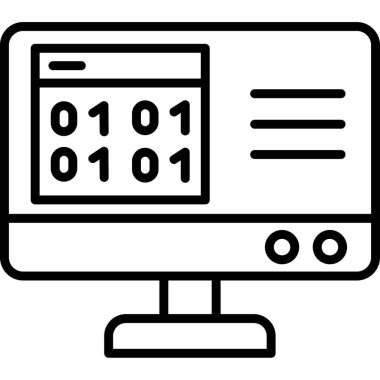 Bilgisayar kodlama simgesi. beyaz arkaplanda izole edilmiş web tasarımı için bilgisayar donanım vektör simgesi