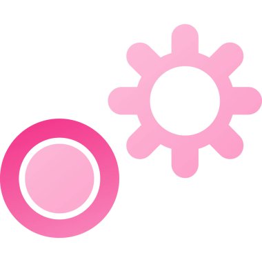 Beyaz arkaplanda pembe dişli simgesi