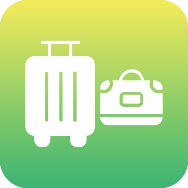 Seyahat çantası simgesi içeren bavul, vektör illüstrasyonu