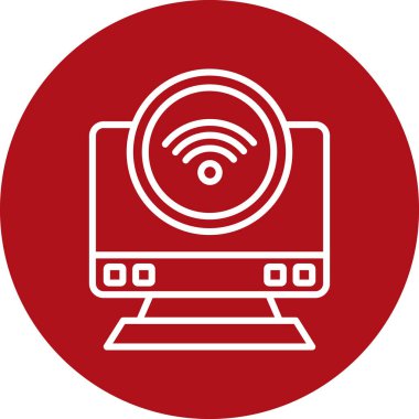 Wi-Fi sembollü dizüstü bilgisayar, basit vektör illüstrasyonu