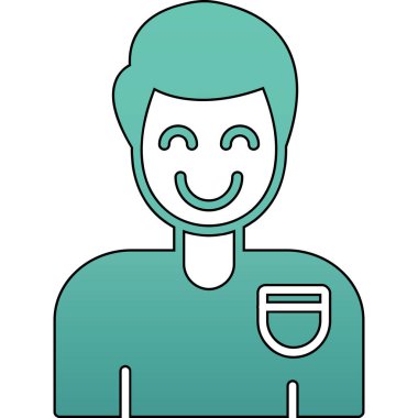 Sakallı mutlu bir adamın çizgi film karakterinin vektör çizimi