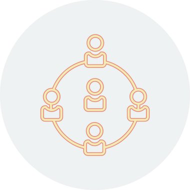 Satır çemberindeki insanların vektör illüstrasyonu.