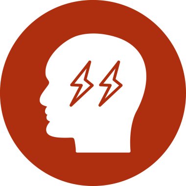 Beyin vektör simgesi. biçim düz yuvarlak sembol, kırmızı renk, yuvarlak açılar, beyaz arkaplan