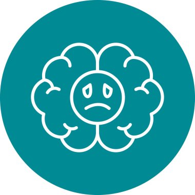 üzgün beyin simgesi vektör çizimi tasarımı