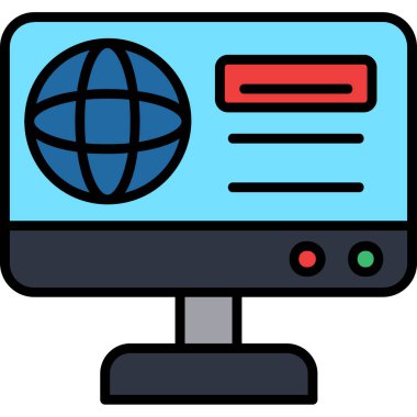 Bilgisayar monitörü simgesi. Web için basit bilgisayar vektör simgeleri çizimi